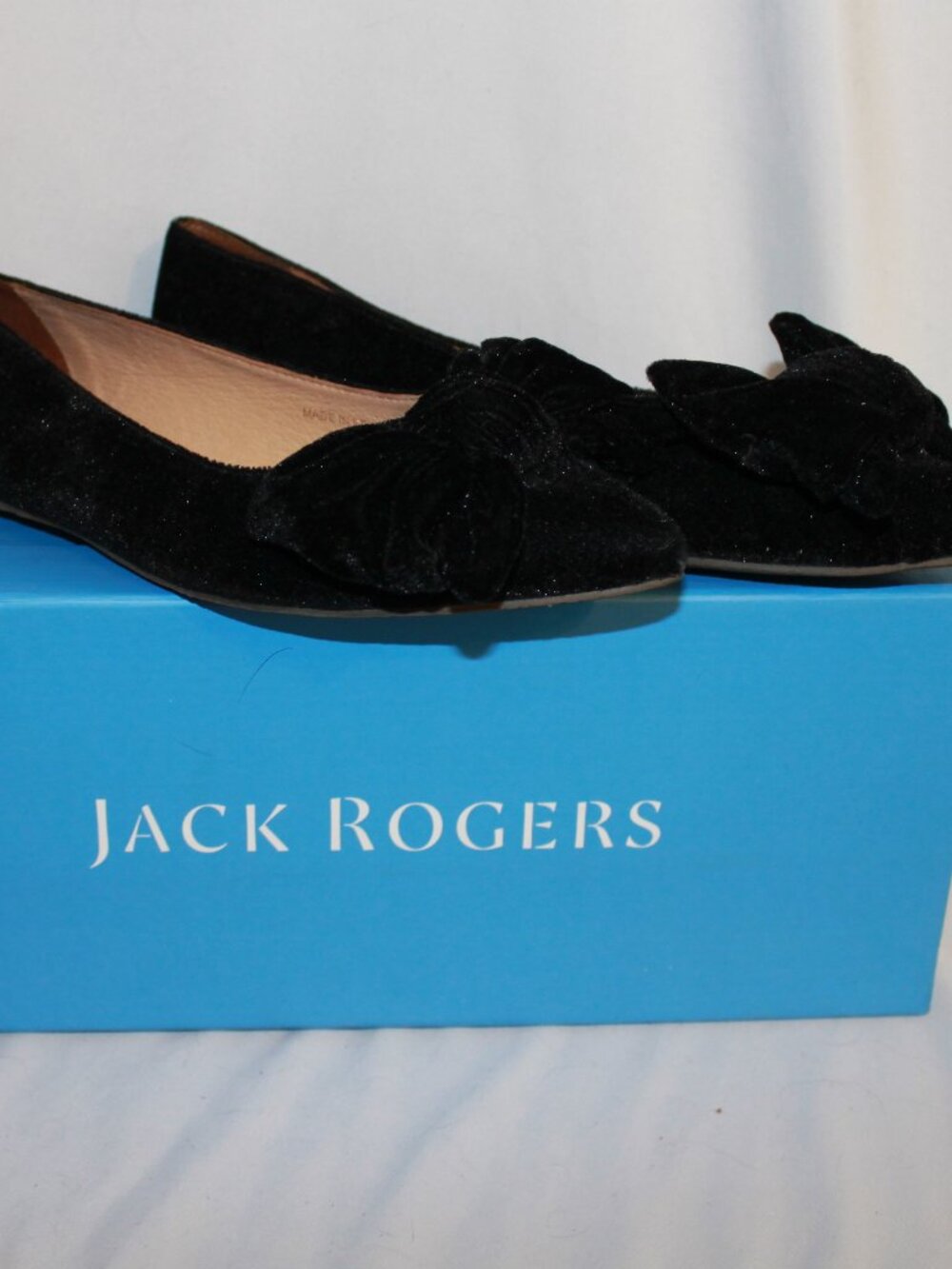 Jack Rogers Women's Heidi velvet pointed-toe flats in black - size 7